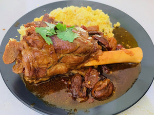 Lamb shanks in red wine sauce