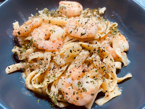 Italian Creamy Parmesan and Garlic Prawn Pasta- seafood