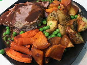 Roast Beef with vegetables and gravy