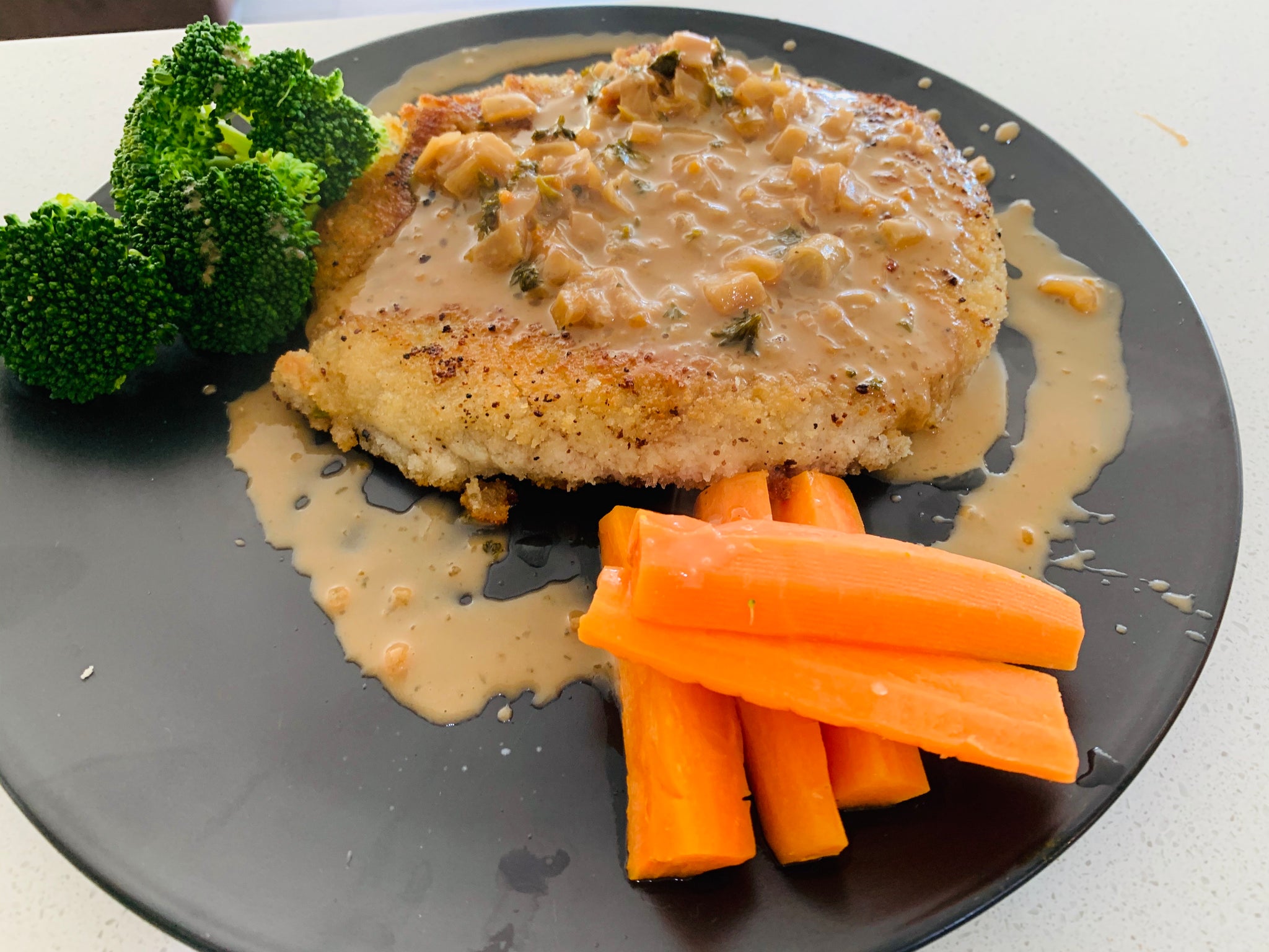 Veal Schnitzel with Marsala Sauce and Veg