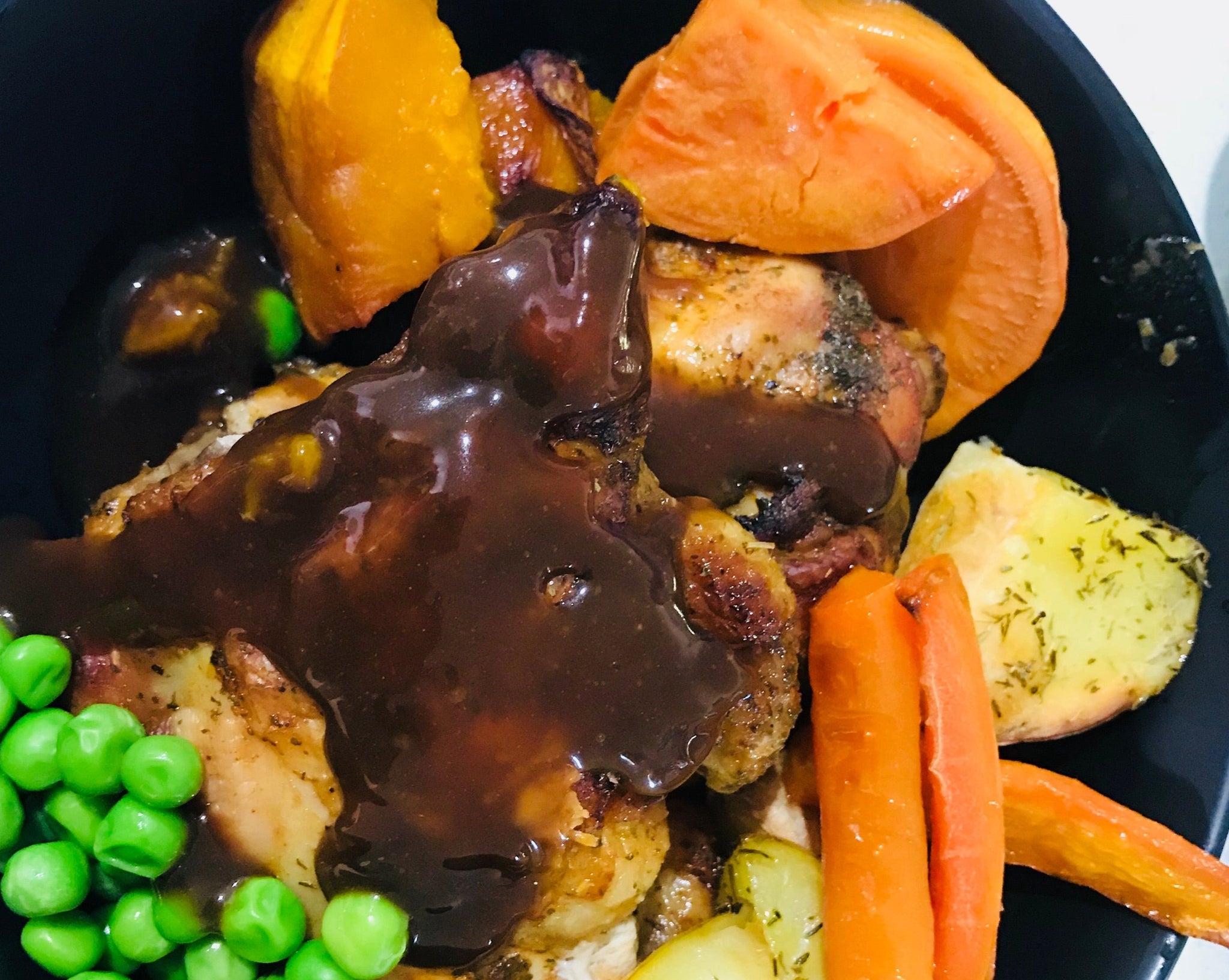 Roast Chicken, Baked Veg and Gravy