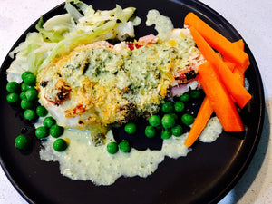 Meal Kit- Parmesan Crusted Chicken with Bacon and a Basil Cream Sauce - GF - Keto
