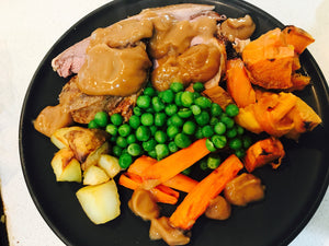 Roast Lamb with Baked Veg and Gravy